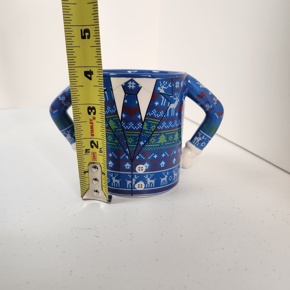 Holiday Time Ugly Christmas Sweater Coffee Mug Blue - Picture 5 of 5